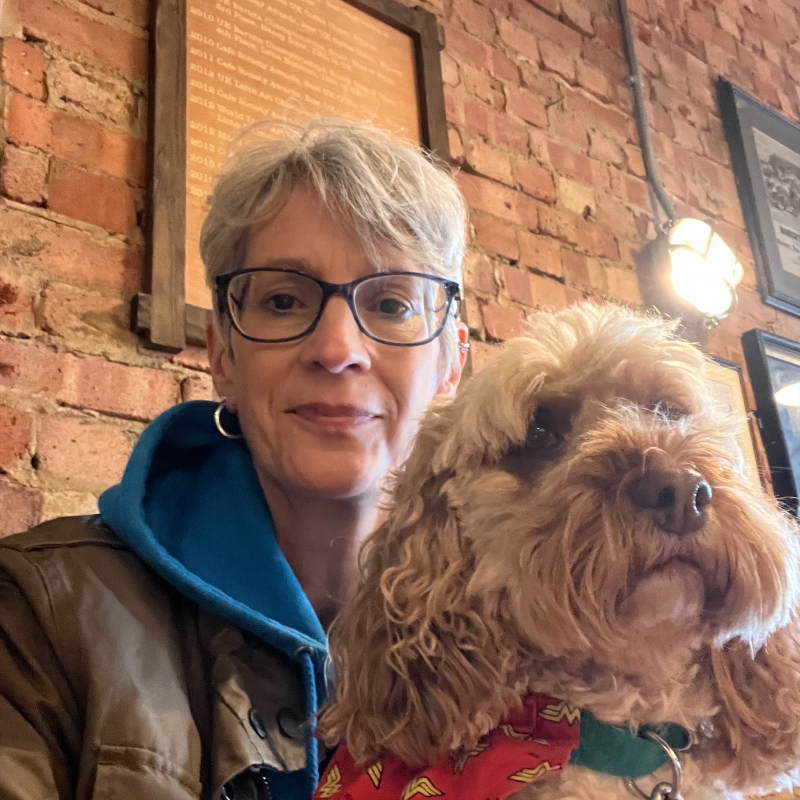 Natalie Bryden sat with dog